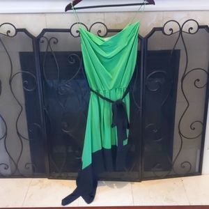Elegant silk black and green dress